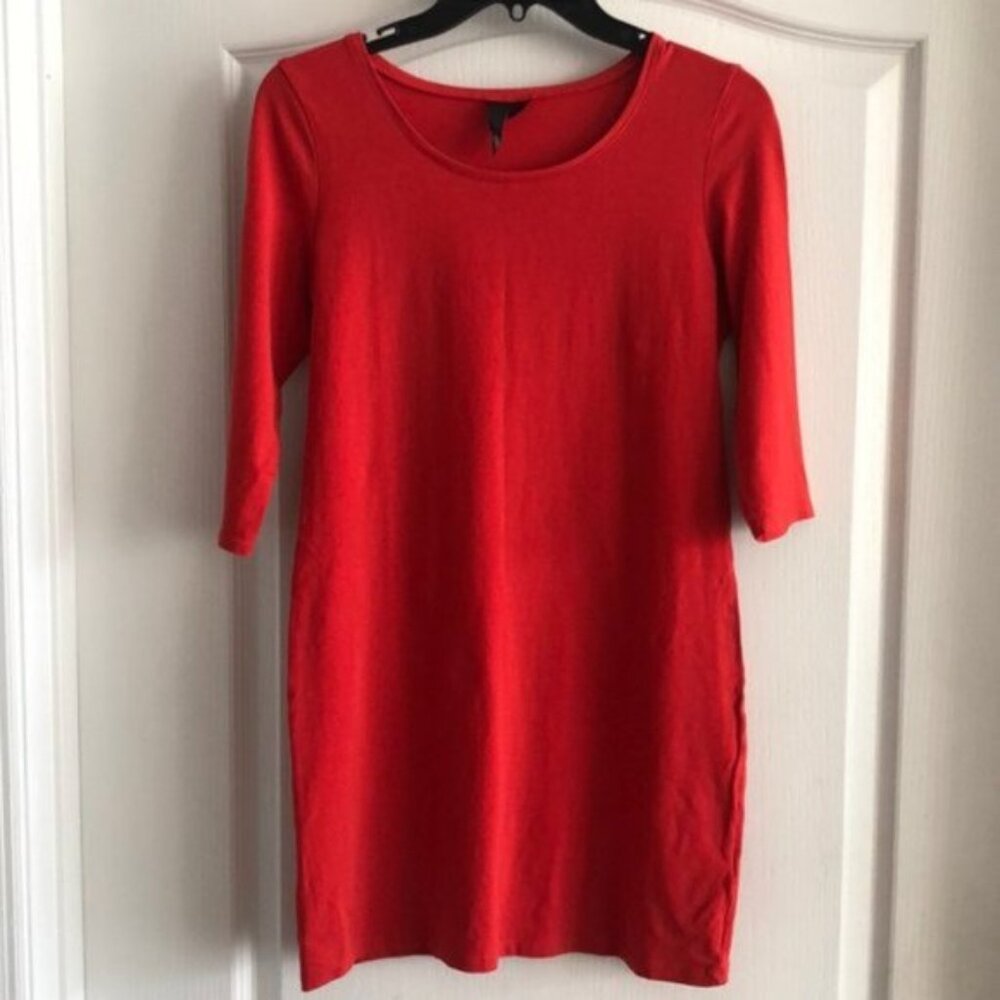 Divided by H&M Coral 3/4 Sleeve Fitted Shift Stretch Dress Size S (38)